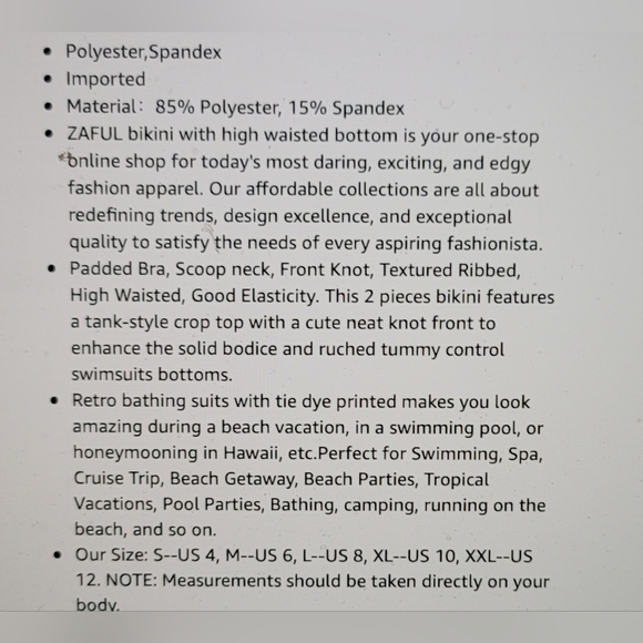 NWT RIBBED KNOT DETAIL  CROP TANK HIGH WAISTED PADDED SWIM BATHING SUIT SIZE 6 - Picture 7 of 8